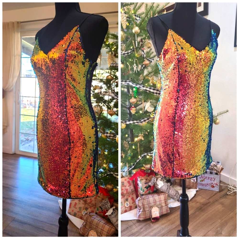 Forever 21 Colorful Sequin Backless Dress - Picture 4 of 6